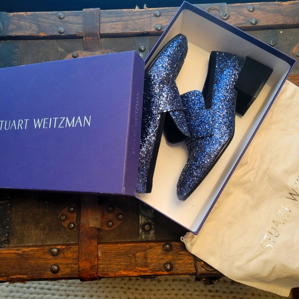 Stuart Weitzman Sawyer Glitter Loafers size 7.5